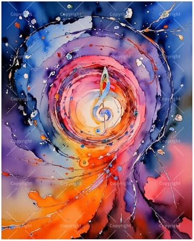 Music Paint by Numbers Kit for Adults - DIY Colorful Music Vortex with Treble Clef Painting on Canvas 8x12In, Framed Acrylic Paint Set for Beginners, Abstract Melody Art for Home Decoration/Gifts by Unknown