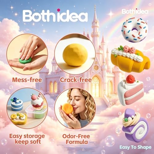 Both idea Air Dry Clay Dry Clay Kit Air Clay Kit & Clay Kits for Kids with Air Dry Clay Tools, Dry Air Clay Craft Cake Dessert Ideal Kid Craft School Party Classroom Birthday Party Gifts - Image 4