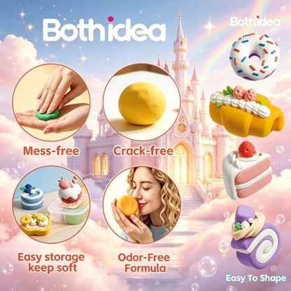 Both idea Air Dry Clay Dry Clay Kit Air Clay Kit & Clay Kits for Kids with Air Dry Clay Tools, Dry Air Clay Craft Cake Dessert Ideal Kid Craft School Party Classroom Birthday Party Gifts - Image 4