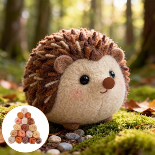 Ainiv 18 Pcs Needle Felting Wool, 9 Colors x 2 Packs Wool Roving, Brown - Image 7