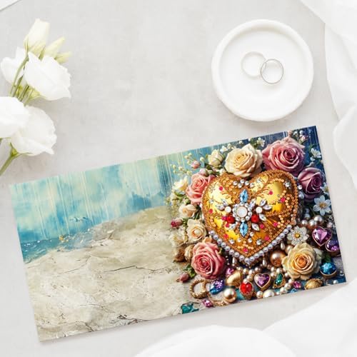 C'eitura Jeweled Heart Diamond Art Painting Greeting Cards, 6Pcs DIY Kit - Image 7