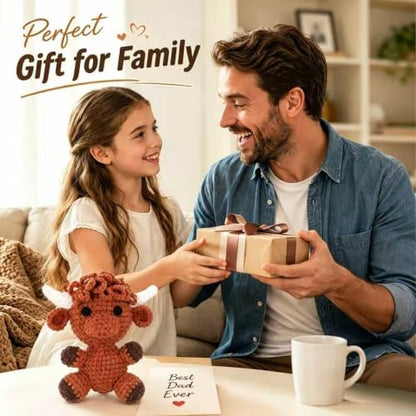HOUSE CREATIVITY Crochet Kit for Beginners, Make a Highland Cow, Amigurumi Starter Kit with Step-by-Step Video Tutorial, Yarn, Hook & Stuffing, Stress Relief DIY Craft Gift for Adults - Image 6