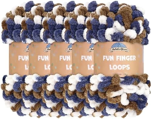 JubileeYarn Fun Finger Loops Yarn - Gold Navy White - 5 Skeins by BambooMN