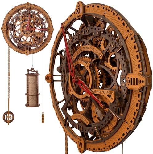 WOODEN.CITY Steampunk 3D Puzzle Clock – DIY Mechanical Wall Clock Kit for Adults – Unique Engineering Gift and Vintage Décor - 3D Wooden Puzzles for Adults by WoodenCity