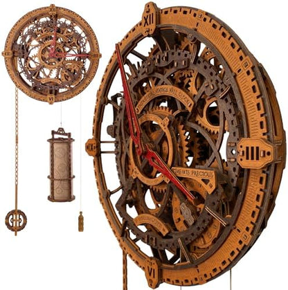 WOODEN.CITY Steampunk 3D Puzzle Clock – DIY Mechanical Wall Clock Kit for Adults – Unique Engineering Gift and Vintage Décor - 3D Wooden Puzzles for Adults by WoodenCity