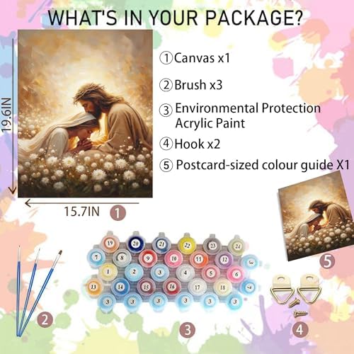 Jesus Hugging Woman Paint by Numbers Kit for Adults Beginner 16x20 inch - Image 2