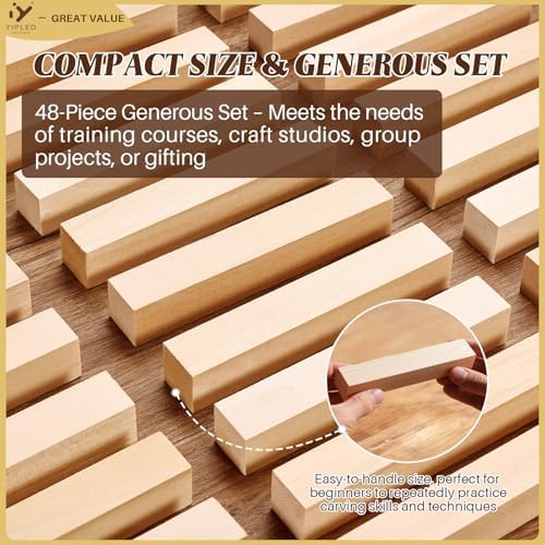 48PCS Basswood Carving Blocks, 6x1x1 inch Soft Whittling Wood Blocks for Easy Carving, Carving Wood Blocks - Smooth Carving, No Cracks, Easy to Paint - Image 4