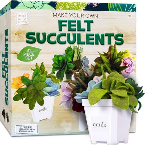 Hapinest DIY Potted Felt Succulents Craft Kit for Adults Women Teens and Seniors, Arts & Crafts for Ages 6 Years and Up by Hapinest