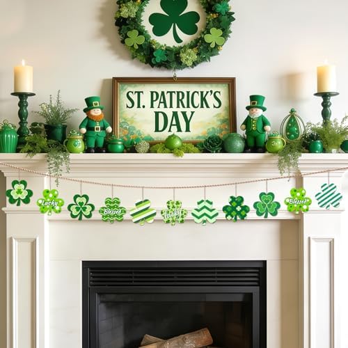 80PCS Wooden Shamrock Ornaments to Paint St. Patrick's Day Decorations, 8 Styles DIY Blank Unfinished Wood Shamrock Cutouts Ornament for Tree Home Crafts Hanging Gifts Indoor Spring Farmhouse - Image 3