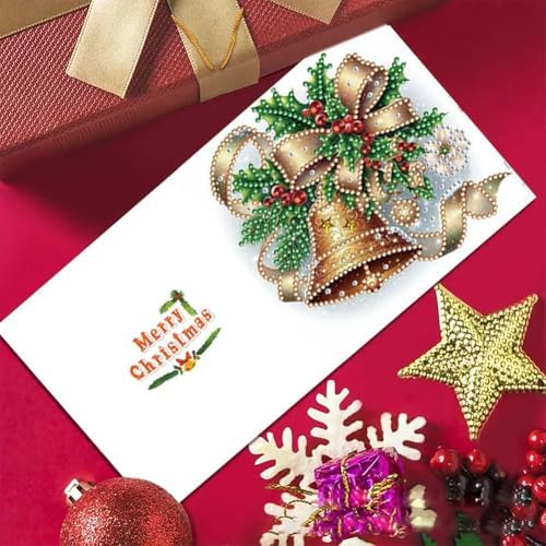 6 PCS Diamond Art Christmas Greeting Cards,5D Diamond Art Christmas Birthday Holiday Foldable Thank You Cards Blessing Greeting Card, Xmas Craft DIY Card Making Kits for Adults Gifts (Set B) - Image 5