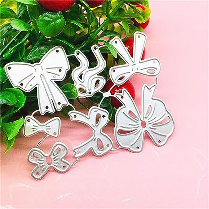 Scrapbooking Die-Cuts, Christmas Metal Cutting Dies for Card Making, Paper Craft Punch Template, Background Embossing Stencils, DIY Album Décor (7 Pcs Bow-6.6x8.1cm) - Image 3