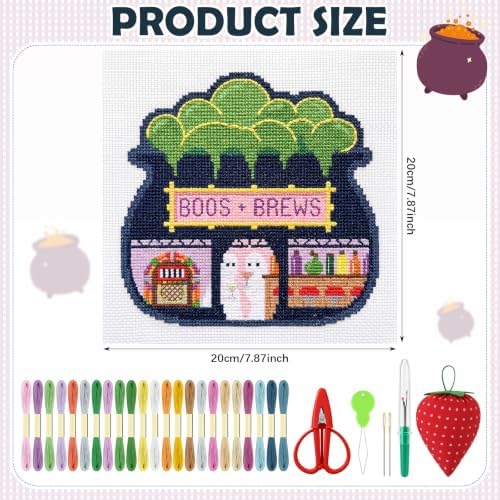 XunYee Needlepoint Canvas Kit, Halloween Boos and Brews - Image 2
