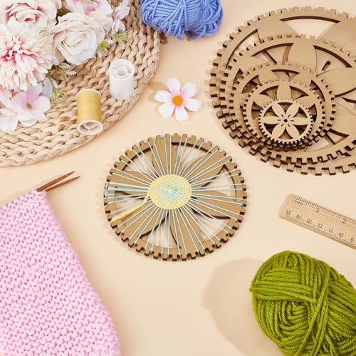 BENECREAT 6 Sizes Poplar Wood Weaving Loom Kit, Round DIY Weaving Loom DIY Weaving Art Tapestry Loom for Hanging Decor Woven Tapestry Knitted Crafts Making, 4.5mm Thick - Image 5