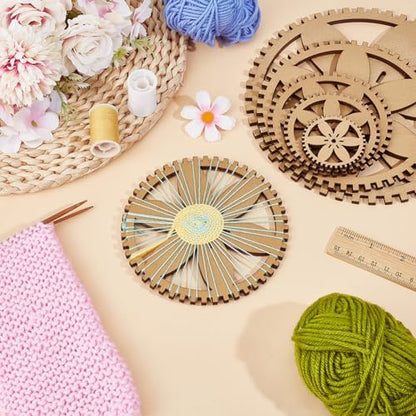 BENECREAT 6 Sizes Poplar Wood Weaving Loom Kit, Round DIY Weaving Loom DIY Weaving Art Tapestry Loom for Hanging Decor Woven Tapestry Knitted Crafts Making, 4.5mm Thick - Image 5