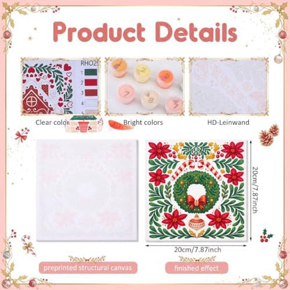 YooNotee 6 Pack Christmas Paint by Numbers Kit for Adults Nordic Winter Theme Canvas Painting Set 8 x 8 Inch with Acrylic Paints Brushes Easels, Holiday DIY Art Craft - Image 3