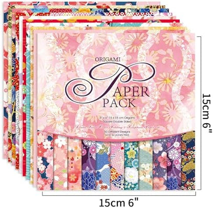 Origami Paper 100 Sheets, 6-Inch Square Double Sided Colored Craft Paper - Image 3
