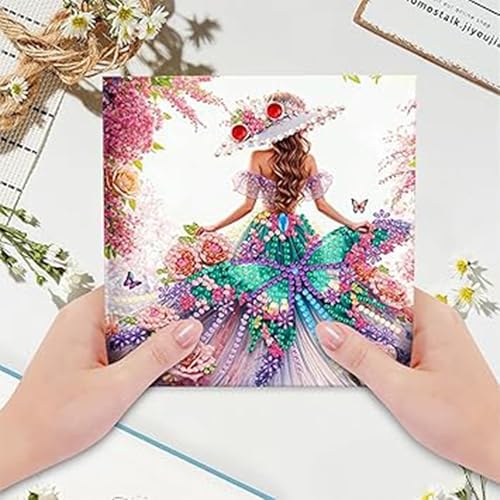 Huacan Diamond Art Painting Greeting Card Kit 6 Pcs, Diamond Art Diamond Flowers Butterfly Greeting Cards Special Shaped Drill Arts Craft for Christmas Birthday Thanksgiving Day Holiday 30 x 15 CM - Image 5