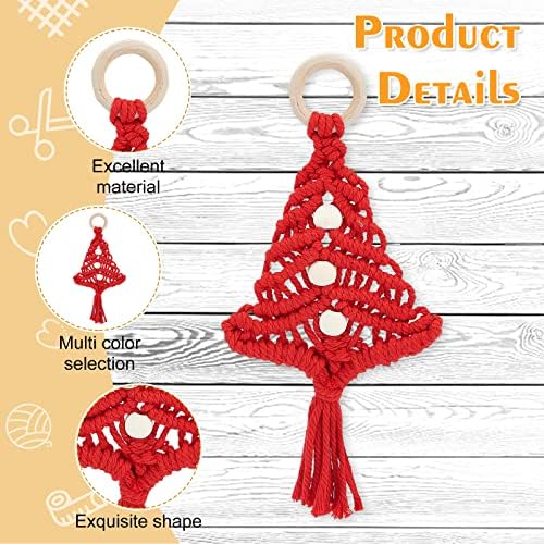 FREEBLOSS 3 Set Christmas Tree Macrame DIY Kit for Beginners Christmas Tree Hanging Ornaments for Holiday Wall Hanging - Image 3