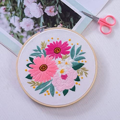 Bonroy 4 Sets Embroidery Set for Beginners, Art Craft, Easy Sewing Embroidery Kit Includes Embroidered Clothes with Patterns, Embroidery Hoops, Instruction Manual, Color Stitch Set (3) - Image 5