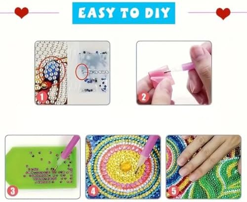 POETRYDRAW 6 Pack 5D DIY Diamond Art Painting Mandala Flower Greeting Card Kit, Diamond Art Christmas Birthday Holiday Greeting Card, Crafts Kit Creative with Envelope - Image 6