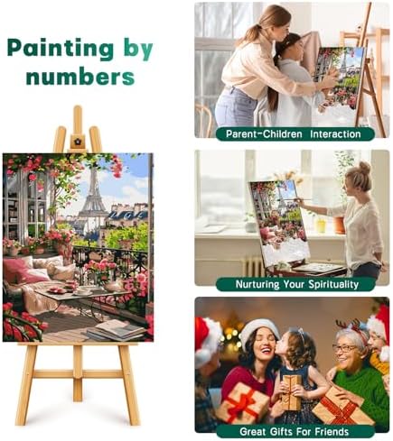 Possoco Paint by Numbers Kit for Adults Beginner, Eiffel Tower Landscape Adult Paint by Number Kits on Canvas, DIY Acrylic Watercolor Oil Paint by Number for Adults for Home Decor Gift 16x20 Inch - Image 6