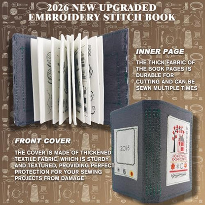 86 Pcs Embroidery Stitch Book Kit Beginner Sewing Stitch Practice Set - Image 3