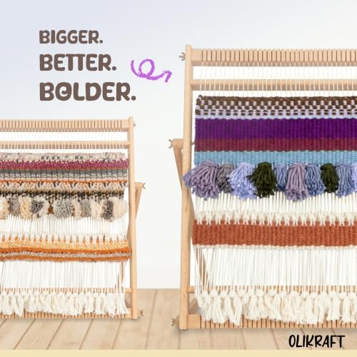 Olikraft Wooden Weaving Loom, Adjustable Stand (Extra Large) - Image 4