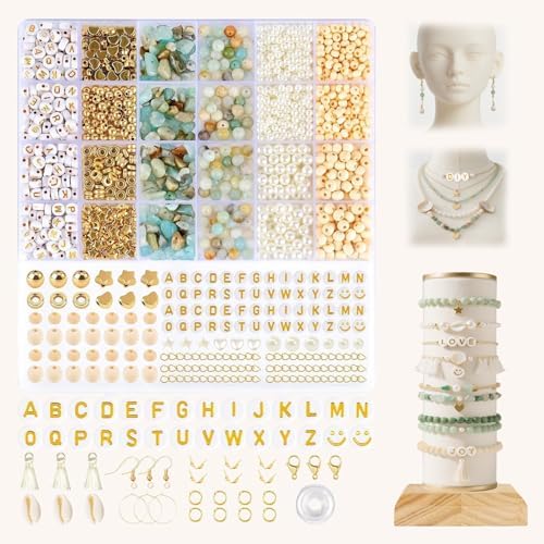 Lisaruq Jewelry Making kit, 20+Varieties, 300+Natural Stone Beads, 1700+Beads 、Accessories and Storage Box, can DIY 50+Bracelets, Necklaces, Earrings，Rings, etc. Suitable for Adults by Unknown