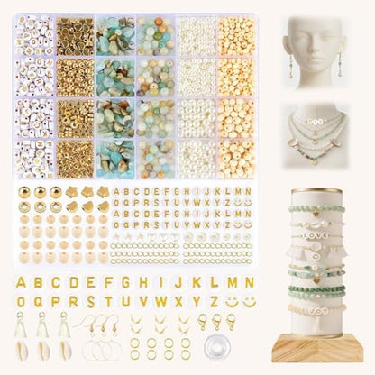 Lisaruq Jewelry Making kit, 20+Varieties, 300+Natural Stone Beads, 1700+Beads 、Accessories and Storage Box, can DIY 50+Bracelets, Necklaces, Earrings，Rings, etc. Suitable for Adults by Unknown
