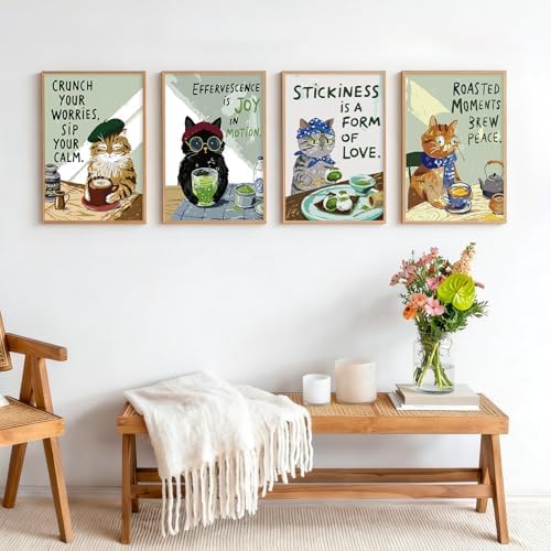 4 Pack Framed Paint by Numbers Kit for Adults Beginner with Wooden Easel, Funny Cat Easy Paint by Numbers with Frame, DIY Cute Animal Number Painting for Adults Canvas for Home Decor Gift 8x12 Inch - Image 2