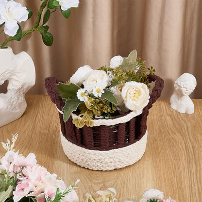 FREEBLOSS DIY Macrame Basket Kit Beginners Macrame Kit with Video Tutorial Cotton Cord Basket Weaving Craft with Linen Handmade Baskets for Storage - Image 5