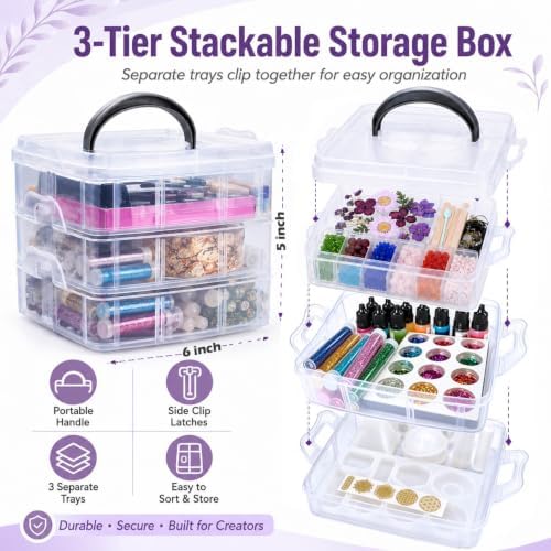 Resin Kit 3-Tier Storage Box Jewelry Making Kit with Molds - Image 5