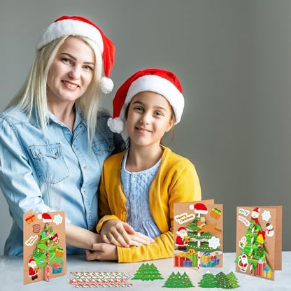 28Sets Christmas Crafts Card Making Kit DIY 3D Xmas Trees Greeting Cards - Image 6
