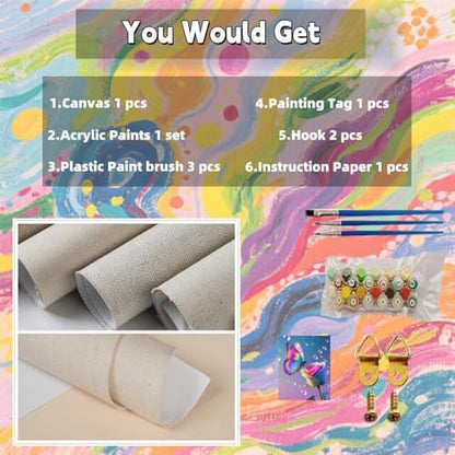 TINDAY Rose Paint by Numbers Kit for Adults Paint by Number for Adults Beginner Butterfly Painting by Number for Adult on Canvas Acrylic Painting Wall Decor 16x20 in - Image 6