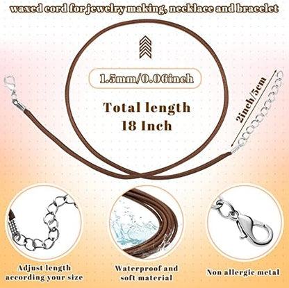 Tudomro 100 Waxed Leather Necklace Cord with Clasp,Earth Tone,20 Inch - Image 5