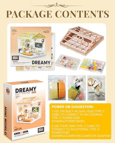 Kisoy DIY Miniature House Kit, Tiny House Kit with Furniture and LED Light, Mini Blocks Model Kit Sets, DIY Crafts/Hobbies Toys for Adults and Teens (Living Room) - Image 3