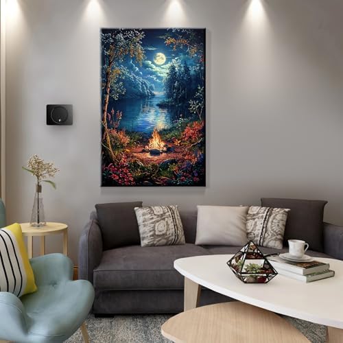 JOOZ Landscape Paint by Numbers Kit for Adults Beginner with Easel Moon Paint by Number on Canvas with Frame DIY Acrylic Painting for Ideal Gift Home Wall Decor 7.87x11.81 Inch - Image 4