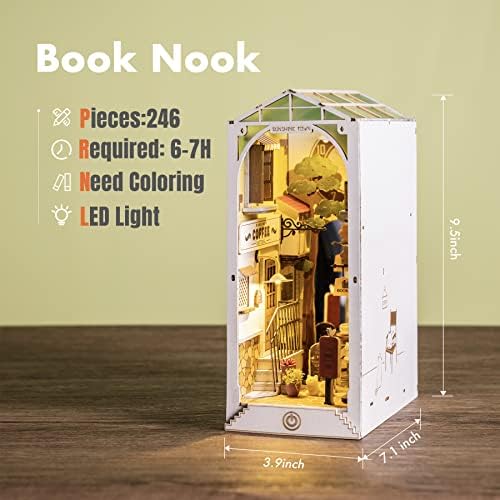 Rolife LED Book Nook Kit-Decorative Bookend Stand-3D Wooden Puzzle for Adults-Bookshelf Insert Booknook-Room Decor for Teen Girls Boys Women Men - Image 4
