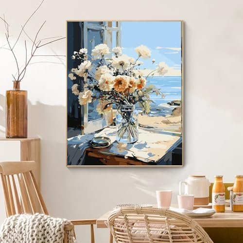 PRASIO Paint by Numbers Kit for Adults Beginner, Flower Adult Paint by Number Kits on Canvas, DIY Acrylic Watercolor Oil Paint by Number for Adults for Home Decor Gift 16x20 Inch - Image 7