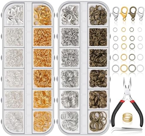 PAXCOO Jewelry Making Kit, 1260 Pcs Assorted Color Jump Rings & Lobster Clasps with Tools & Pliers for Necklace Repair by PAXCOO
