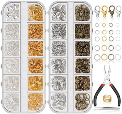PAXCOO Jewelry Making Kit, 1260 Pcs Assorted Color Jump Rings & Lobster Clasps with Tools & Pliers for Necklace Repair by PAXCOO