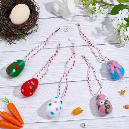 FREEBLOSS 5 Set Needle Felting Kit DIY Easter Egg Ornaments Craft Project Felting Kit for Beginners Hanging Egg Ornaments for Tree Decoration Home Party - Image 5