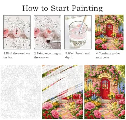 ZRIZQ Flowers Paint by Numbers Kit for Adults Beginner,Garden,16x20 - Image 5