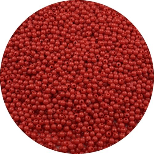2000pcs Acrylic Round Beads for Crafts 4mm Resin Candy Color Spacer Beads with Hole for Jewelry Making Sewing Crafts Decoration Necklaces Bracelets Earrings Supplies(Red) by Unknown