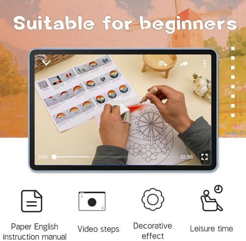QMNNMA Needle Felting Kit for Beginners, Needle Felt Painting Kit with Picture Frame, Foam Pad, Felt Cloth, and Instructions, Flowers Wool Felting Kit Used for Home Decoration, Art Craft - Image 4