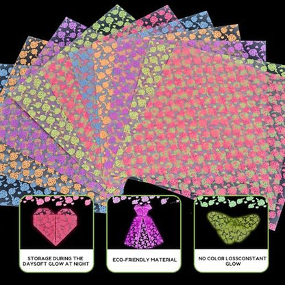 JoyCat Floral Glow in the Dark Origami Paper, 50 Sheets, 6x6 Inch - Image 4