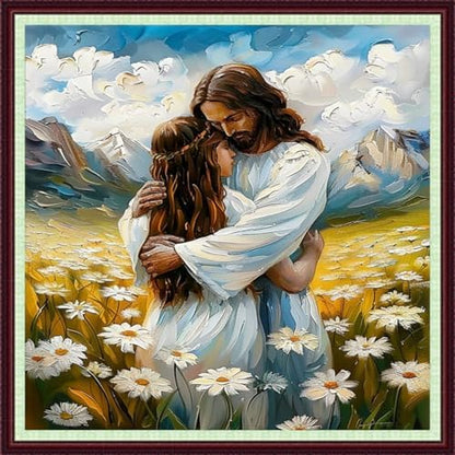 Dooxvey Cross Stitch Kits for Adults Beginners,Full Range of Cross-Stitch Stamped Kits Needlepoint Kits for Beginners Embroidery Kits 11CT Cross Stitch Patterns-Embrace of Jesus 18x18 inch by DooxveyStampedEmbroideryKit