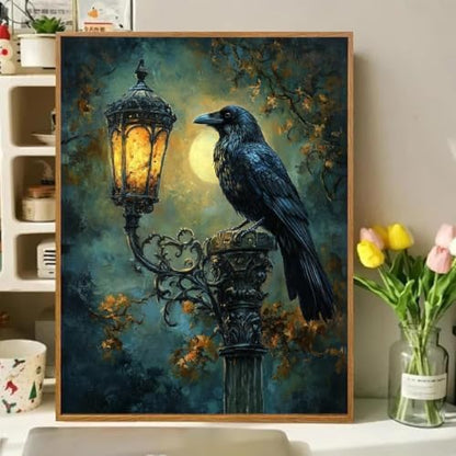 Gothic Raven Paint by Numbers Kit for Adults Framed Canvas, Frameworkless - Image 2