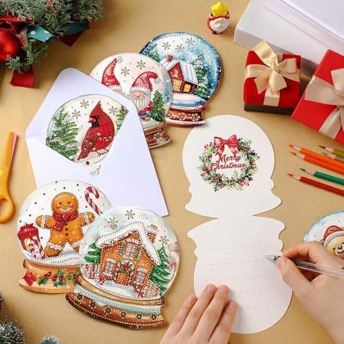 Fullhawl 30 Pcs Diamond Art Painting Christmas Cards with Envelopes Snowman Christmas tree Craft Christmas Diamond Art Painting Greeting Cards DIY Christmas Card Making Kits for Adults Gifts - Image 5