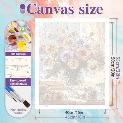 Ycydilirab Flowers Paint by Numbers Kits for Adults - Paint by Number Flowers,DIY Adults Paint by Numbers on Canvas Drawing Colorful Paintworks Artwork for Gifts and Wall Docer 16x20inch - Image 4